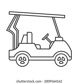 Icono de contorno del vector del carro de golf. Vehículo con buggy de ilustración vectorial sobre fondo blanco. Icono de ilustración de contorno aislado del carrito de golf.