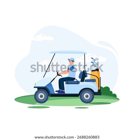 Golf cart vehicle driving vector illustration isolated