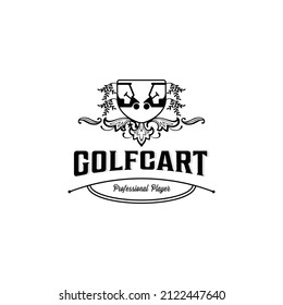 Vintage-Vektorgrafik-Logo-Design für Golfwagen