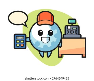 Golf cartoon as a cashier