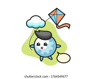 Golf cartoon is playing kite