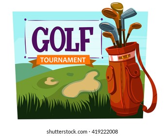 Golf. Cartoon vector poster