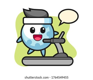 Golf cartoon walking on the treadmill