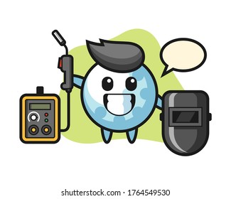 Golf cartoon as a welder