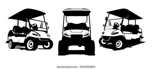 Carritos de golf logo concepto blanco y negro Vector	