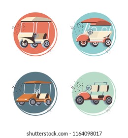 golf carts set icons