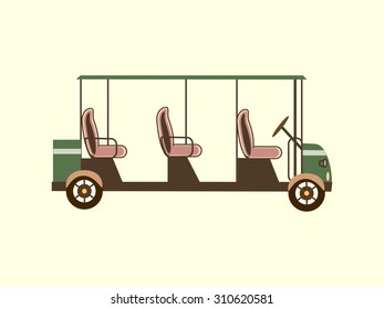 Golf ccolor ar several passengers electric car eco transportation icon