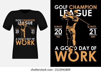 Golf Champion League Silhouette Vintage T-Shirt Design Illustration