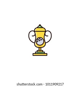 Golf championship cup - flat color line icon on isolated background..  