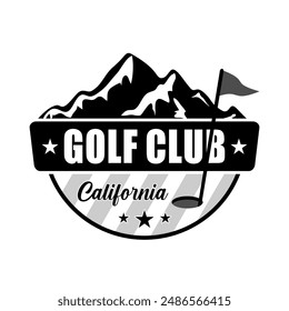 Golf championship logo emblem design illustration black white