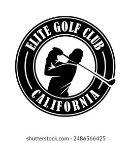 Golf championship logo emblem design illustration black white