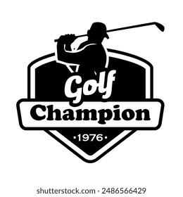 Golf championship logo emblem design illustration black white