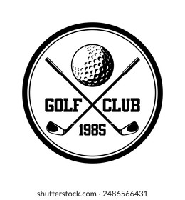 Ilustración de diseño de emblema del logotipo del campeonato de golf negro blanco