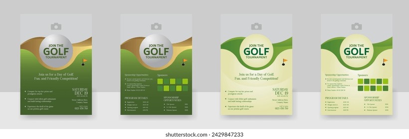 Golf Championship or Tournament Flyer Poster Design, Golf Club Event Banner Vector Template