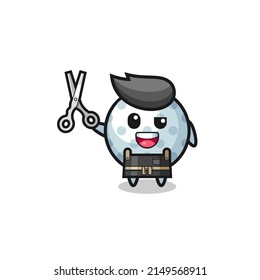 golf character as barbershop mascot , cute design