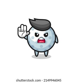 golf character doing stop gesture , cute design