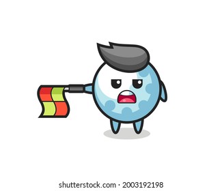 golf character as line judge hold the flag straight horizontally , cute style design for t shirt, sticker, logo element
