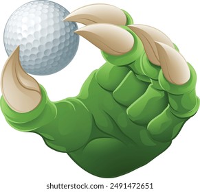 A golf claw sports illustration of an eagle or animal monster hand holding ball
