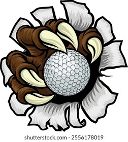 A golf claw sports illustration of an eagle or animal monster hand holding ball