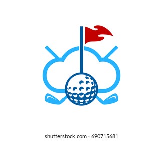 Golf Cloud Icon Logo Design Element