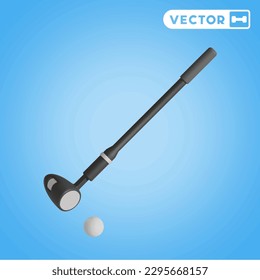 juego de iconos vectoriales 3D del club de golf, en un fondo azul