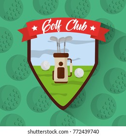 golf club bag with clubs balls filed badge