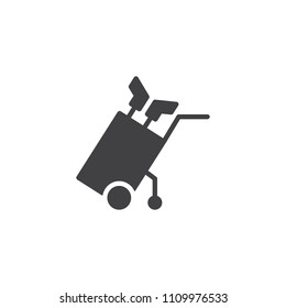 Golf club in bag vector icon. filled flat sign for mobile concept and web design. Golf gear simple solid icon. Symbol, logo illustration. Pixel perfect vector graphics