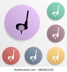 Golf club and ball badge color set icon. Simple glyph, flat vector of sport icons for ui and ux, website or mobile application