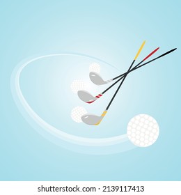 golf club with a ball in flight throw. Vector illustration can be used for a flyer template, banner
