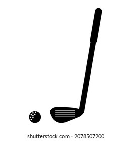 Golf club and ball icon. Vector illustration isolated on white background.