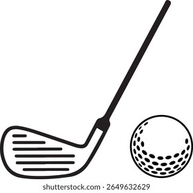 A golf club and ball illustration isolated on white background