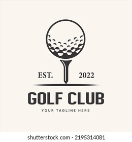 Golf club and ball illustration logo on tee.vector, symbol, icon, template