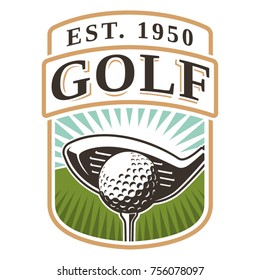 Golf club and ball logo. All elements, text are on the separate layer.