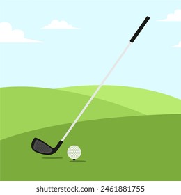 golf club and ball on tee vector illustration