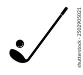 Golf club and golf ball silhouette icon