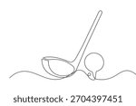 Golf club and ball simple one line drawing in clean minimalist outline vector illustration