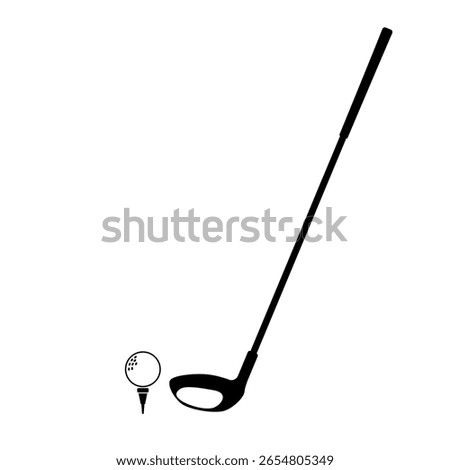 Golf Club with Ball and Tee Vector Icon Illustration Silhouette