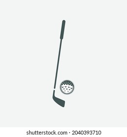golf club and golf ball vector logo design