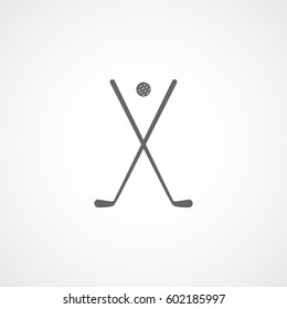 Golf Club Cross And Ball Flat Icon On White Background