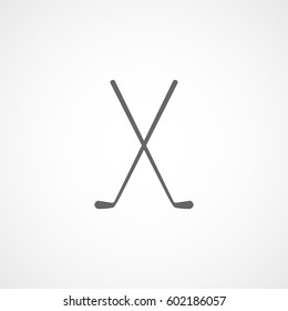 Golf Club Cross Flat Icon On White Background