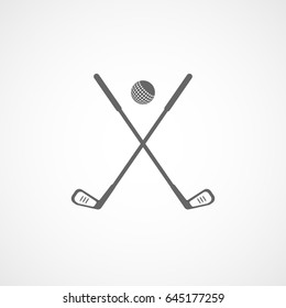 Golf Club Cross Flat Icon On White Background