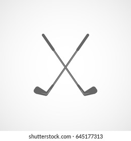 Golf Club Cross Flat Icon On White Background