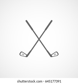 Golf Club Cross Flat Icon On White Background