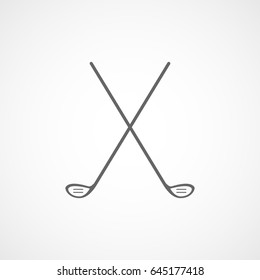 Golf Club Cross Flat Icon On White Background