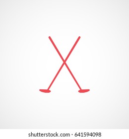 Golf Club Cross Red Flat Icon On White Background