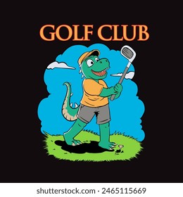 golf club dino vintage mascot 