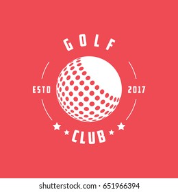Golf Club Emblem Flat Icon On Red Background