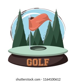 golf club emblem with hole flag