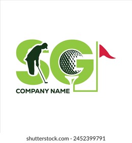 golf club emblem logo template vector design illustration with SG letter ball tee logo element, design inspiration, vector