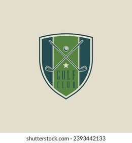 golf club emblem logo vector illustration template icon graphic design. stick and ball of sport sign or symbol for tournament or league tim with badge shield concept